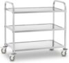 Royal Catering Servierwagen mit Rollen, 3 Tabletts RCSW 3 (101 x 55 x 96,5 cm, Tragkraft 480 kg, Dicke der Regale: 3 cm)