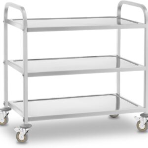 Royal Catering Servierwagen mit Rollen, 3 Tabletts RCSW 3 (101 x 55 x 96,5 cm, Tragkraft 480 kg, Dicke der Regale: 3 cm)