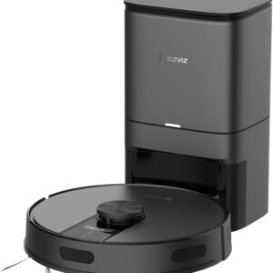 EZVIZ Roboterstaubsauger mit automatischer Staubentleerung, WLAN Haushaltsreiniger und Staubsauger mit LiDAR Navigation und Hinderniserkennung, APP-Steuerung, RE4 Plus schwarz