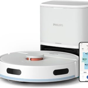 Philips Homerun Serie 2000: 2-in-1 Saug- und Wischroboter, 130 Minuten Laufzeit, Lasernavigation, Teppichboost, Absaugstation, App-gesteuert, Arktikweiß (XU2100/20)