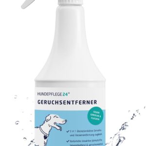 Hundepflege24 Geruchsentferner & Fleckenentferner Spray 1l – Extrem Starke Wirkung Bei Hunde & Katzen Urin, KOT, Erbrochenes, Schweiß Geruch, Speichel – Natürlicher Geruchsneutralisierer & Reiniger