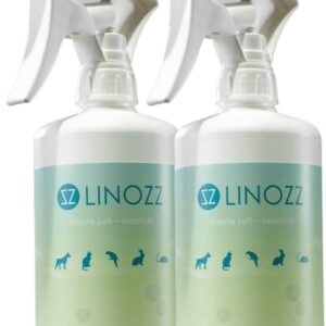 2 x 500 ml LINOZZ Animal Geruchsneutralisierer gegen Tiergerüche. Geruchsentferner für Katzenurin, Hundebett, Hamsterkäfig. Als Lufterfrischer und Katzenklo Deo. Luftreiniger Spray mild vegan.