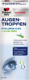 Doppelherz system AUGEN-TROPFEN HYALURON 0,3% + ALOE VERA – Linderung bei müden, geröteten und trockenen Augen – 10 ml sterile Lösung