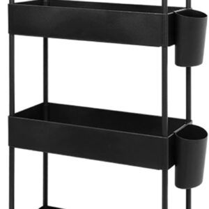 JAKAGO küchenwagen mit 4 Regalebenen,360-Grad-Rad kann Rollwagen für Küche,Büro,Badezimmer 40 x 18 x 90 cm (Schwarz)