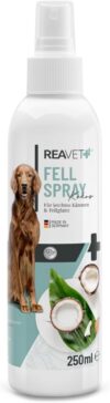 ReaVET Fellpflege Pflegespray Kokos 250ml – Sanftes Fellspray für Hunde & Katzen, Entfilzungsspray & Kämmhilfe, mit Kokosspray mit Kokosöl