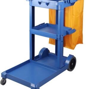 3 Ebenen Reinigungswagen Putzwagen Haushaltswagen, Haushaltsstation mit extra groß Tasche(Blue)