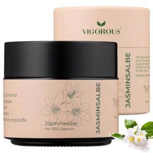Vigorous® Jasmin salbe Augen 100ml -Mit BIO-Jasmin Augenringe entfernen – Augencreme gegen Schlupflider – aktiv Jasminsalbe- augencreme gegen Tränensäcke & Schwellungen – Creme Damen & Herren