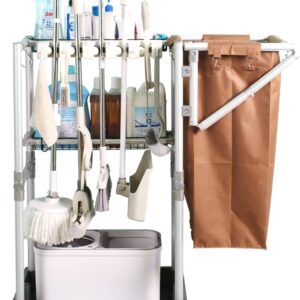 Hausmeisterwagen Reinigungswagen Reinigungswagen auf Rädern Housekeeping Caddy mit Regalen Besen Mophalter