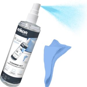ekon Bildschirmspray mit Mikrofasertuch, 250ml, Reinigungsset für Monitore, Laptops, Kameras, Camcorder, MacBooks, TVs, Smart TVs, Smartphones, Tablets