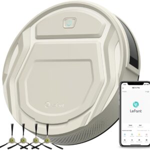 LEFANT M210P Saugroboter, Superschlank Staubsauger Roboter, 2200 Pa Saugkraft, 120 Min Laufzeit, WLAN optimiert für Teppiche, Tierhaare, Hartböden, Roboterstaubsauger mit Ladestation, Champagnergrau