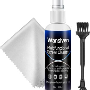 Wansiven Bildschirmreiniger, Screen Cleaner Set, effektiv Bildschirmspuren und Fingerabdrücke wischen, und antistatisches Spray Wird für Bildschirme, Computer, Monitore usw 100 ml