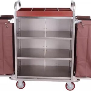 WXXSHGDW Hotel und Housekeeping-Wagen mit Rädern, Multifunktionaler Gewerblicher Reinigungswagen, Wäschekorbwagen, Abnehmbarer Stoffbeutel, Edelstahlrahmen