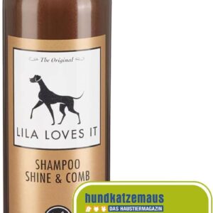 Shampoo für Hunde – natürliche Fellpflege, mit Argan- und Lavendelöl, vegan, ohne Parabene, ohne Parfum & ohne Silikon, SHAMPOO SHINE & COMB von LILA LOVES IT, 250 ml