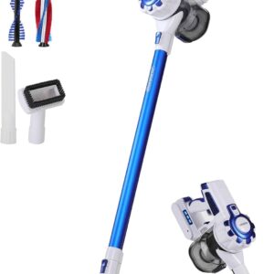 Monzana® Akku Staubsauger Kabellos Schnellladefunktion Beutellos 40min Handstaubsauger Stabstaubsauger Teppich Tierhaare Auto HEPA Filter Blau