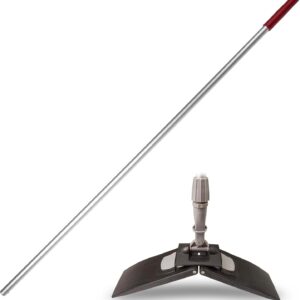 G.I.V. – Reinigungstechnik Bodenwischer Moppstange Aluminium 140cm mit Rändelhandgriff + Klapphalter 50cm, Alustiel für Wischmopp, Microfasermopp, Universalmopp – Wischer für die Bodenreinigung