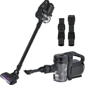 Juskys 2in1 Akku Staubsauger Handstaubsauger – beutellos & kabellos – bis 55 min Laufzeit – Lithium-Ionen Akku, Wandhalterung & Ladestation – schwarz