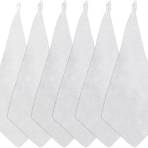 Futuhada 6 Stück Premium Waschlappen aus Mikrofaser, Weiß Handtücher in 30×30 cm, Microfasertücher Gesicht mit Aufhängeschlaufen zum Abwischen und Reinigen des Gesichts