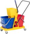 ulsonix Putzwagen mit Presse 2 Eimer insgesamt 60 l Presse mit gummiertem Hebel Wischmopp-Kopf bis 130 mm 4 Räder Reinigungswagen Wischwagen