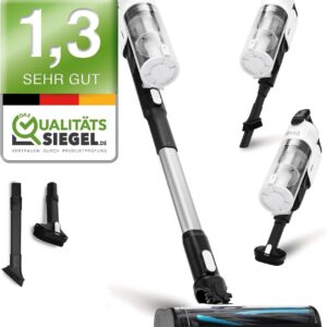 Levoit Akku Staubsauger mit Tierhaardüse, Anti-Haar-Verwicklung, max 50min Laufzeit, 4-in-1 Kabelloser Akkustaubsauger mit 99,9% Filterleistung, Beutelloser Akkusauger für Teppich Hartböden und Auto