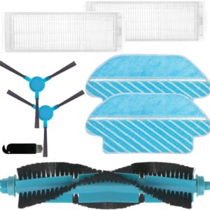 MeevrgR Staubsauger-Ersatz-Set – Rollenbürste, Seitenbürsten, Filter, Wischlappen, Reinigungsbürste für Conga, blau & schwarz