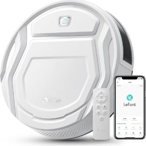 LEFANT Saugroboter mit Fernbedienung, 2200Pa Staubsauger Roboter, 120Mins Max, WLAN Roboterstaubsauger, Selbstaufladend, App/Alexa, Ideal für Tierhaare, Teppich, Hartboden 210P Weiß