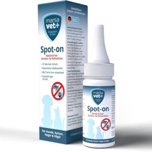 Marsavet Spot-on Natürlicher Zecken- und Flohschutz für Haustiere 50 ml, Floh- und Zeckenschutzmittel für Katzen und Hunde, Vögel und Nager, für alle Altersgruppen und Rassen