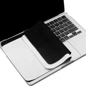 Mikrofaser-Reinigungstuch, 33 cm (13 Zoll), mit Bildschirmtastatur-Abdruckschutz, Laptop-Tastaturschutz, kompatibel mit MacBook Pro/Air 13 Zoll und MacBook Pro 14 Zoll, Grau + Schwarz, 2 Stück
