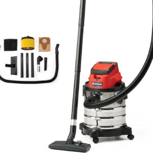 Einhell Akku-Nass-Trockensauger TC-VC 18/20 Li S-Solo Power X-Change (Li-Ion, 18V, Edelstahlbehälter 20 l, Blasanschluss, inkl. Düsen + Filter, ohne Akku und Ladegerät), Schwarz/Rot