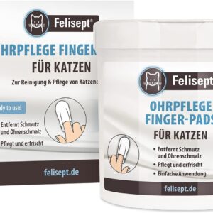 Felisept Ohrpflege FingerPads für Katzen 50 Stück Pflege und Hygiene für Katzenohren Fingerlinge zur praktischen und intutiven Reinigung Ohrreiniger für Katzen, Ohrmilben Katze Katzen Pflege