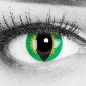 Funnylens 1 Paar farbige grüne gelbe Schlangenaugen Crazy Fun Green Dragon Jahres Kontaktlinsen perfekt zu Halloween, Karneval, Fasching oder Fasnacht mit gratis Kontaktlinsenbehälter ohne Stärke!