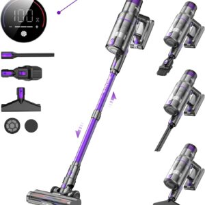 Vistefly V15s Max Akku Staubsauger Kabellos 45000Pa, 580W Kabelloser Staubsauger mit Touchscreen 8 in 1 Staub Automatisch Erkennen 70 Minuten Laufzeit für Tierhaare Hartböden Teppich