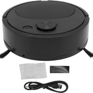 Pssopp Smart Sweeper Robot Staubsauger Mini Smart Sweeping Robot Automatische Kehrmaschine mit USB-Aufladung für Steinböden, Keramikfliesen, Weiche Decken, Marmorböden (Schwarz)