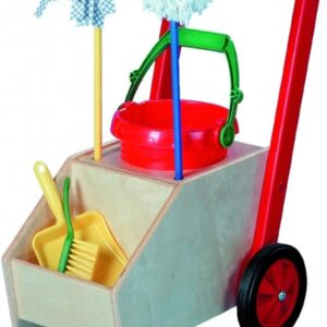 Vinkelau Putzwagen aus Holz / Material: Buche Massiv + Birke Muliplex / Maße: 48x35x56 cm / Made in Germany (inkl. Putzset aus Kunststoff) / 3+