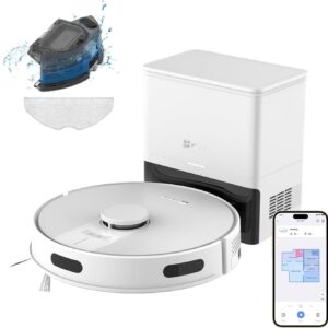 EZVIZ 3-in-1 Staubsauger mit automatischer Staubentleerung, WiFi Robotersauger mit LiDAR Navigation und Hinderniserkennung, 4000 Pa Saugleistung, APP/Alexa/Google-Steuerung, RE4C Plus