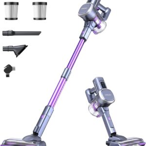Lubluelu 25000Pa Akku Staubsauger | Staubsauger Kabellos Saugleistung | 25.9V Akkusauger Freistehend | 50Min.Laufzeit | 120.000U/Min | Staubsauger für Tierhaare, Teppich & Harter(Harten) Boden