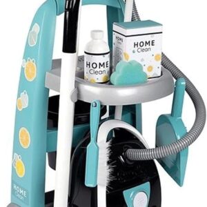 Smoby Toys – Putzwagen mit Staubsauger & Zubehör für Kinder ab 3 Jahren – 9-teiliges Spielzeug-Reinigungsset mit Trolley & Sound