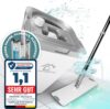 Swoopstop S1 Wischmopp Set mit Eimer – 3-Kammer Eimer für Wischer Boden – Bodenwischer Set für alle Bodenarten – Mop Set mit bis zu 1,90m Teleskopstiel – Putzeimer mit Wischmop & 4X Mikrofaser Pads