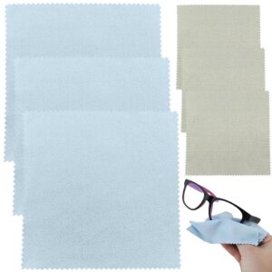 WUMZIRA Hochwertige Mikrofaser-Reinigungstücher für Brillen, Bildschirme, Tablets und Linsen, 3 Stück in hellblau (20 x 20 cm), 3 Stück in grau (10 x 10 cm)