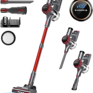 30000Pa Akku Staubsauger, 55Min Laufzeit, Staubsauger Kabellos mit Touchscreen und Anti-Tangle-Bürste, akkustaubsauger & handstaubsauger kabellos, Stielstaubsauger für Hartböden, Teppich, Tierhaare