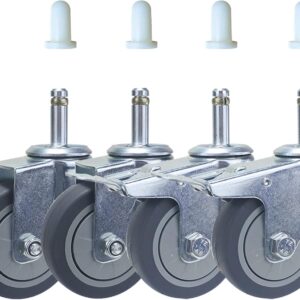 WORDFUN Rollen Für Möbel Mit 11mm Gewinde 4 Stück (2 Mit Bremse + 2 Ohne Bremse) Lenkrolle Leise Gummirollen Für Servierwagen Putzwagen Küchenwagen, Durchmesser 75mm 100mm (Size : Ø 3″ M11x35mm)