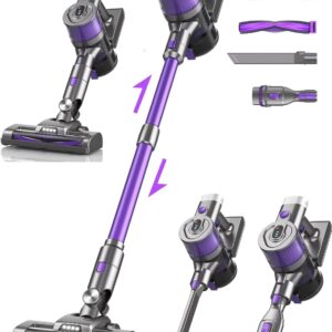 OLAYMEY Akku Staubsauger 40000Pa, Akkusauger bis zu 50 Min Laufzeit, Kabelloser Staubsauger 300W mit LED-Licht und Anti Tangle Bürste, Staubsauger Perfekt für Hartboden Teppich Auto Tierhaare