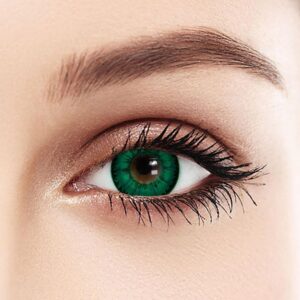 BEAUYWL Farbige Kontaktlinsen ohne Stärke, rot blau grün grau Farblinsen für Karneval Fasching Motto Party Anime Halloween Cosplay Vampir, 12 Monatslinsen 1 Paar (grün)