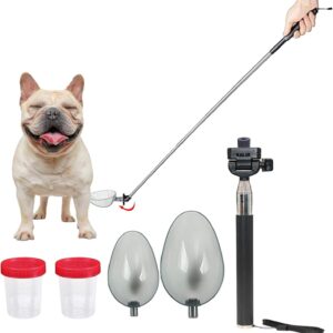iNenya Teleskopischer Urinfänger für Hunde, wiederverwendbar und verstellbarer Winkel, nicht-invasiv für Hunde und Katzen, Urinprobensammler für weibliche, ausziehbar auf 106.7 cm, Grau 42