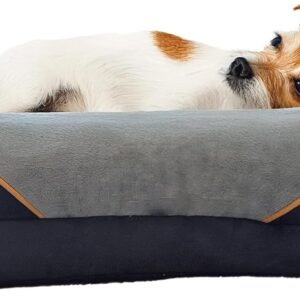 ICA-TICA luxuriöses, ergonomisches Hundebett, gelenkschonend, stützende Visco-Schaum Matratze, Bezug waschbar, Hundekissen große, mittelgroße Hunde (M)