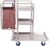 Rolling Reinigungswagen auf Rädern 3 Ebenen Große Kapazität Edelstahl Reinigungswagen Putzwagen Haushaltswagen