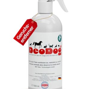 DeoDog Geruchsentferner – Geruchsneutralisierer gegen hartnäckige Tiergerüche wie Hundeurin, Katzenurin, KOT, Erbrochenes – Hundegeruch Neutralisieren im Haushalt, Auto und auf Hundebetten – 500ml