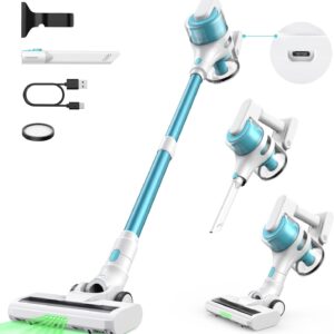 SINCHEREU Akku Staubsauger, 18kPa/300W Kabelloser Handstaubsauger, 4 in 1 Akku-Stabstaubsauger, 40 Min Laufzeit, LED Lichter, 1L, Für Teppiche, Tierhaare, Autos