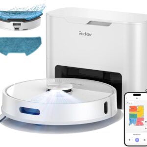 Redkey R10 Saugroboter 2-in-1 mit Absaugstation und Wischfunktion, LiDAR-Navigation, Starke 4000Pa Saugkraft, 4 L Staubbeutel, 90 Tage freihändige Reinigung, ideal für Tierhaare, App