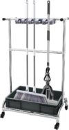 Beweglicher Moppständer für Boden, Silber Mop Halter mit Wassertank und Universalrädern, beweglicher Boden-befestigter Mop Rack Mobile Reinigungswagen für Garten, Krankenhäuser, Restaurants, Schulen