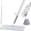Midyb Flachmopp mit Auswringfunktion, Flach Bodenwischer mit 6 Mikrofaser Mop Pads & 132cm Edelstahlgriff, Wischmopp Wischer Boden für Hartholz, Laminat, Fliesen, Marmor